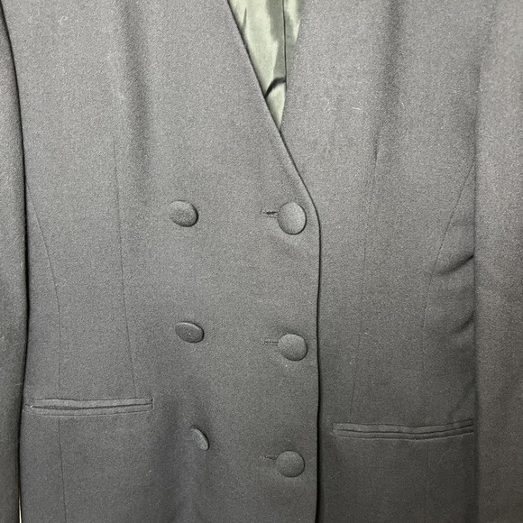 VTG Christian Dior Double-Breasted Blazer Navy Blue Wool Rayon 80s 90s Size 6 - Picture 2 of 10